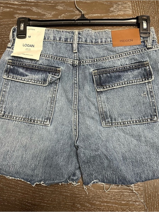 Women's Light Blue Denim Raw-Hem Jean Shorts - Picture 2 of 2